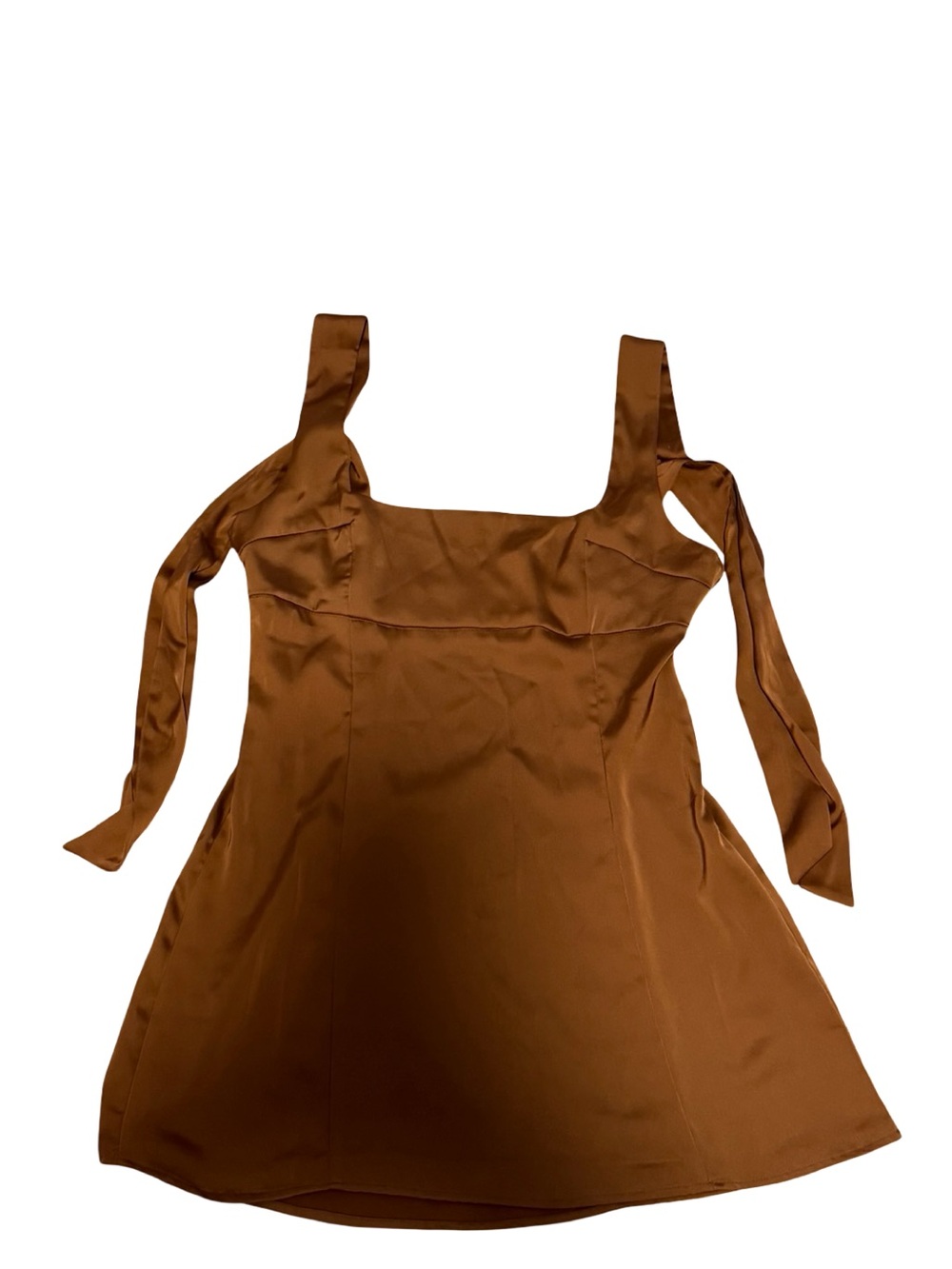 Urban Outfitters Brown Mini Dress Tie Strap A-Line Size Large - Picture 8 of 8